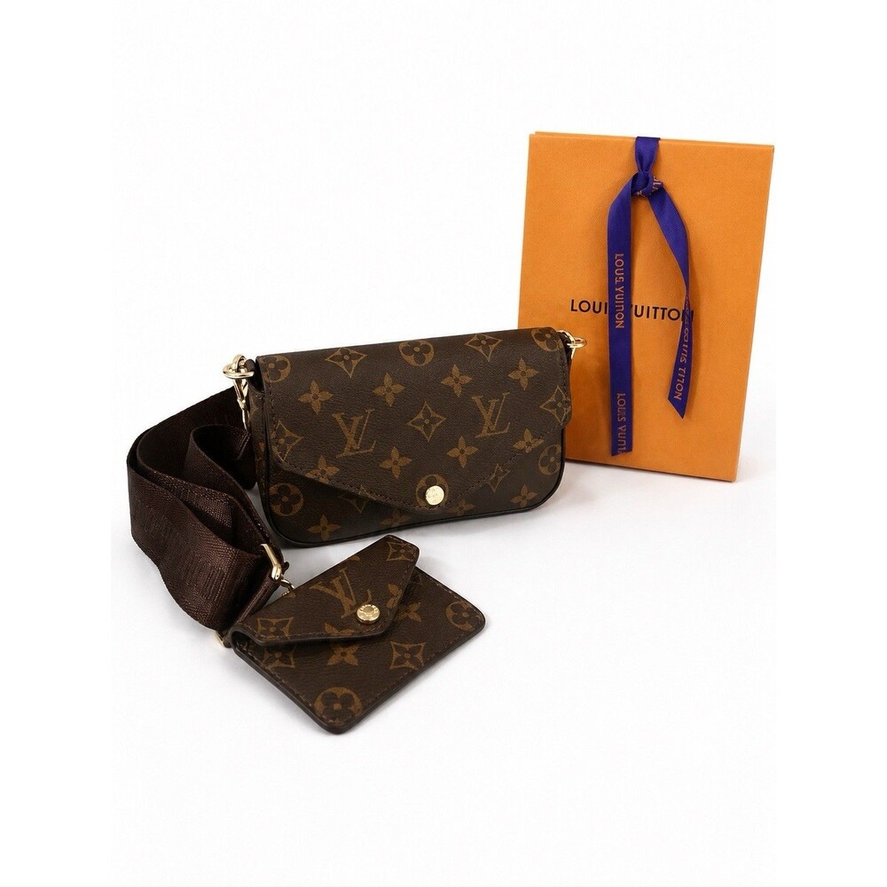 Louis Vuitton Felicie Strap & Go Pochette Monogram Canvas Crossbody Bag Brown